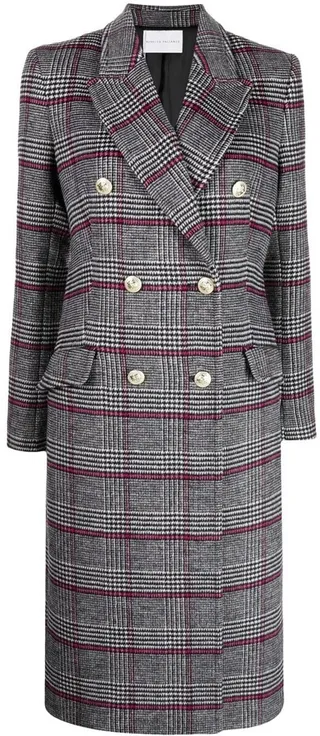 Tartan-Check Double-Breasted Coat