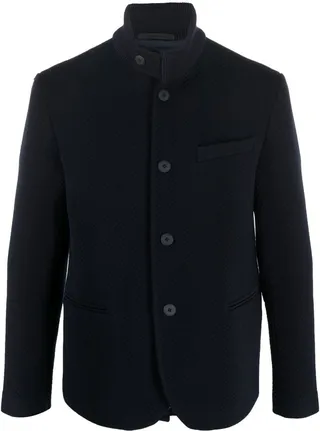 High-Neck Buttoned-Up Jacket