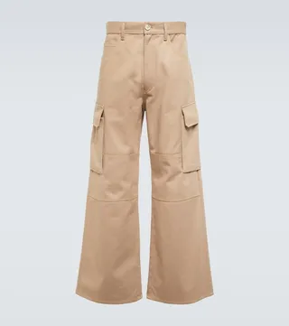 Wide-leg cotton gabardine cargo pants