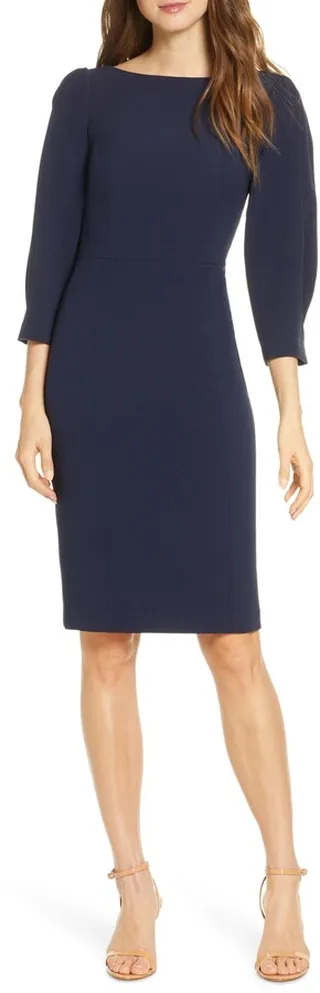 Pleated Sleeve Sheath Dress