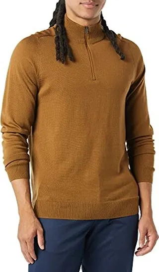 PARIS SUNDAY Men's Mock Neck Half Zip Sweater