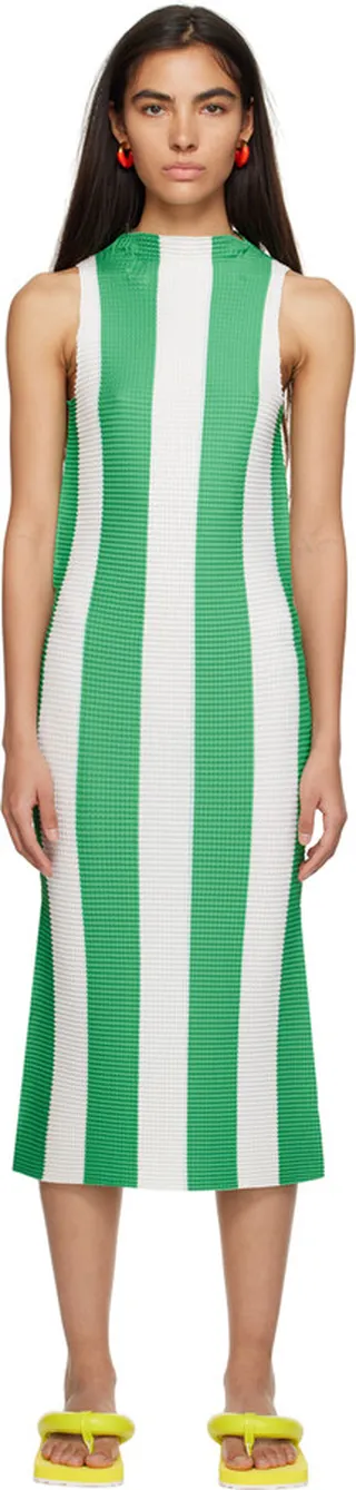 SUNNEI Off-White & Green Tank Midi Dress