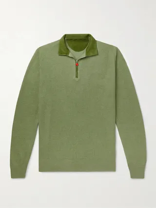 Honeycomb-Knit Linen and Cashmere-Blend Half-Zip Sweater