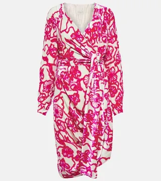 Printed velvet midi dress