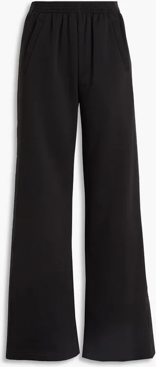 Cotton-fleece wide-leg pants