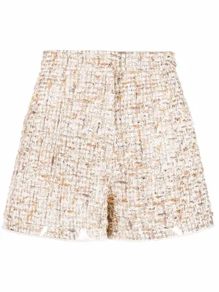 High-Waist Tweed Shorts
