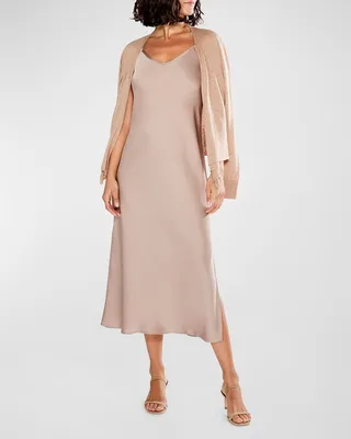 Side-Slit Crepe Slip Dress