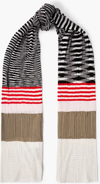 Striped crochet-knit scarf
