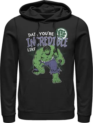 Men's Marvel Dad You're Incredible Like the Hulk Pull Over Hoodie - Black - 3X Large