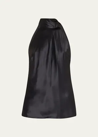 Draped Self-Tie Halter Top