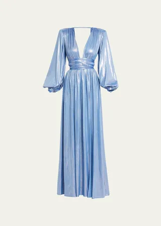 Zoe Cutout Metallic Empire Gown