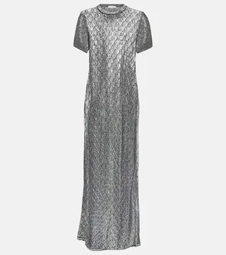 Metallic knit maxi dress
