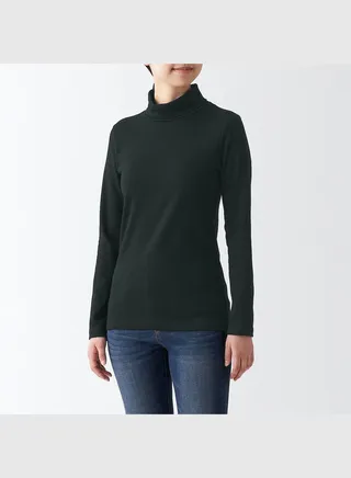 Stretch Ribbed Turtle Neck Long Sleeve T-Shirt