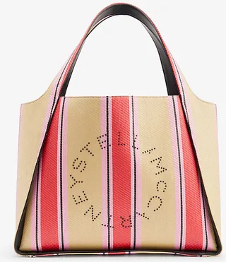 Womens Red Circle Woven Tote bag