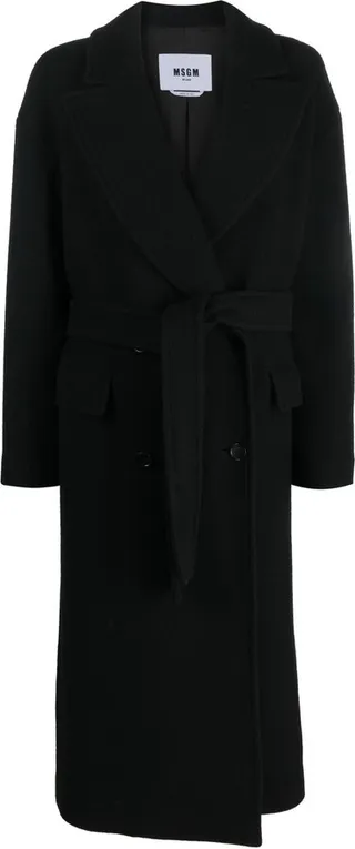 Belted-Waist Midi Coat