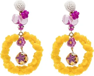 Floral Appliqué Drop Earrings