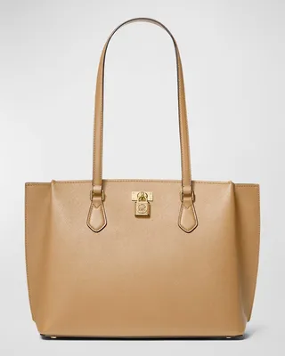 Large Zip Leather Tote Bag