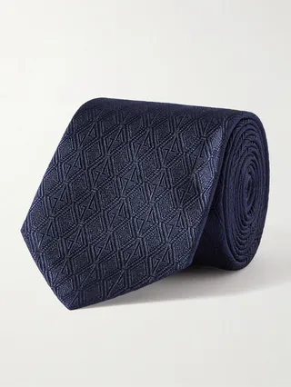 7cm Monogrammed Silk-Jacquard Tie