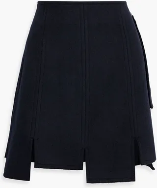 Asymmetric wool-blend felt mini skirt