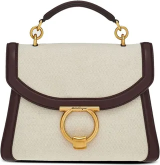 Gancini contrast trim handbag