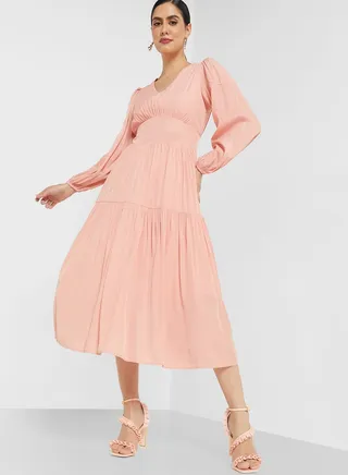 Flare Puff Sleeve Dress