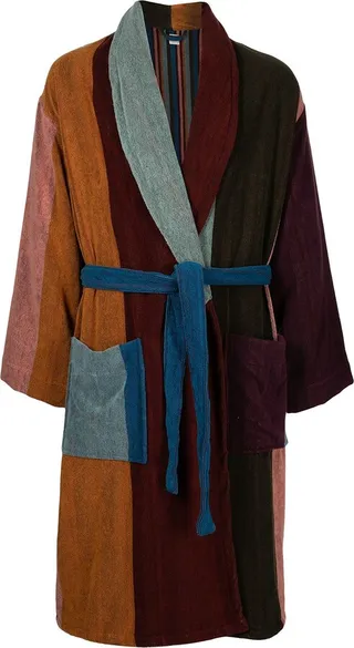 Colour-Block Terrycloth Robe