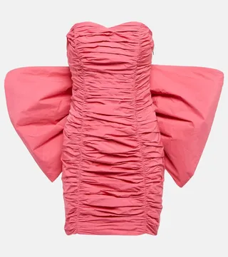 Catalina bow-embellished ruched minidress