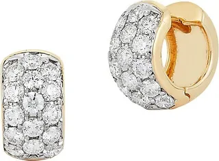 14K Yellow Gold & Diamond Huggie Earrings