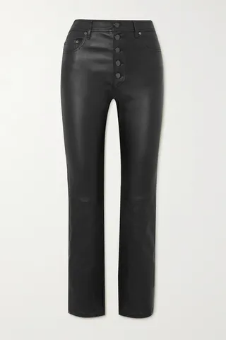Joseph - Den Cropped Leather Straight-leg Pants - Black