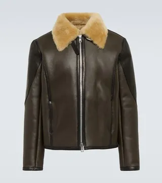 Shearling-trimmed leather jacket