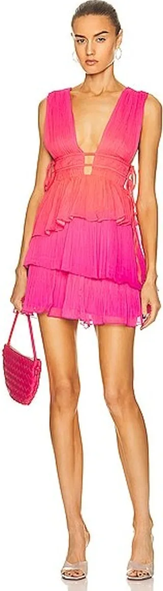 ROCOCO SAND Skye Plunging Mini Dress in Pink