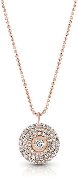 18k Rose Gold Mosaic Diamond Pendant Necklace (Medium)