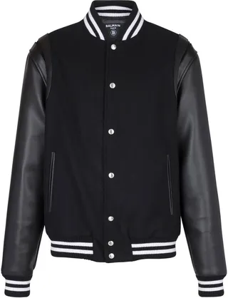 Black Logo Patch Bomber Jacket
