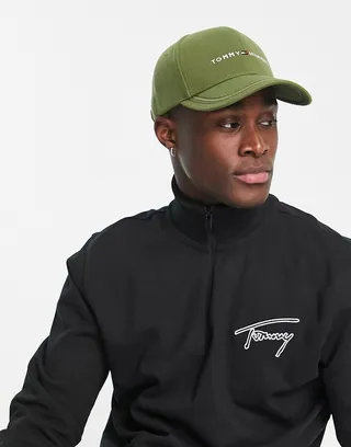 Tommy Hilfiger flag logo established cap in green