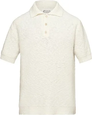 Nostalgic boucle knit polo shirt