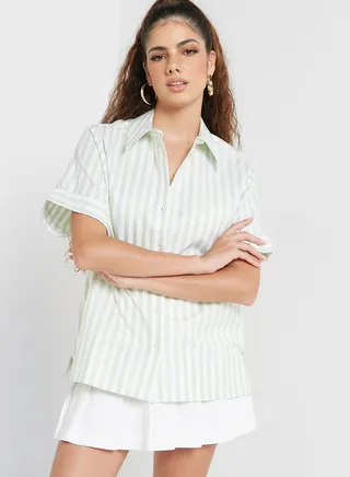 Striped Button Detail Shirt