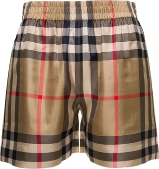 Multicolor Bermuda Shorts With Vintage Check Motif In Stretch Cotton Woman