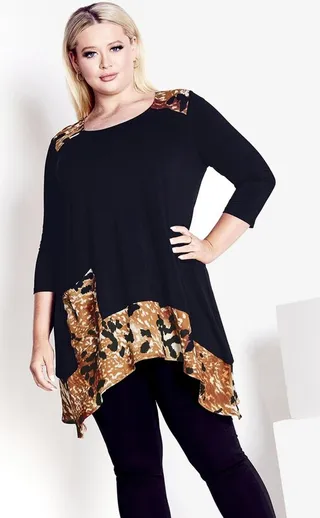 AVENUE | Women's Plus Size Shari Print Tunic - black - 30W