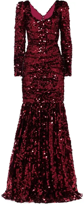 Long-Sleeve Sequinned Gown