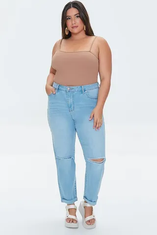 Plus Size Distressed Boyfriend Jeans