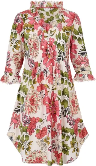 At Last... - Annabel Cotton Tunic In White Floral