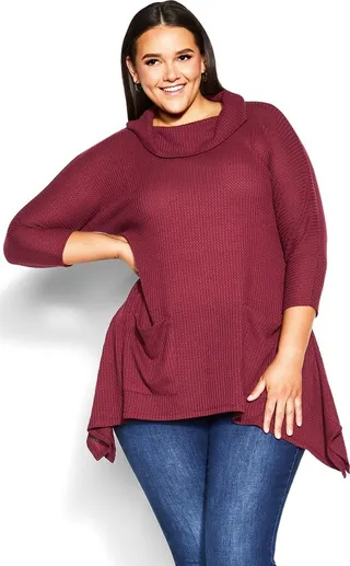 EVANS | Women's Plus Size Ari Pocket Tunic - merlot - 20W