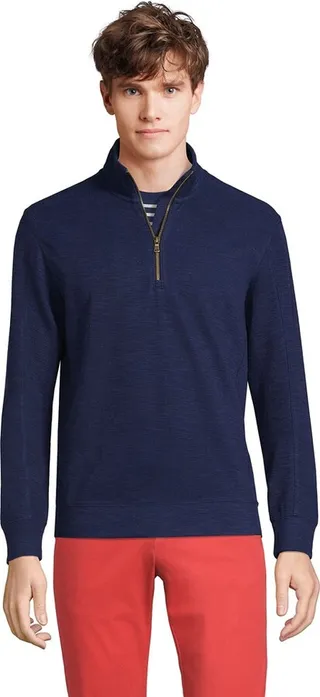 Lands' End Men's Tall Long Sleeve Heavy Slub Quarter Zip - Large Tall - Deep Sea Navy