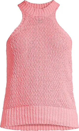 Popcorn Halter Neck Knit Tank Top