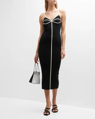 Sasha Two-Tone Spaghetti-Strap Midi Sweater Dress