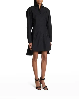 Tina Button-Front Mini A-Line Shirt Dress