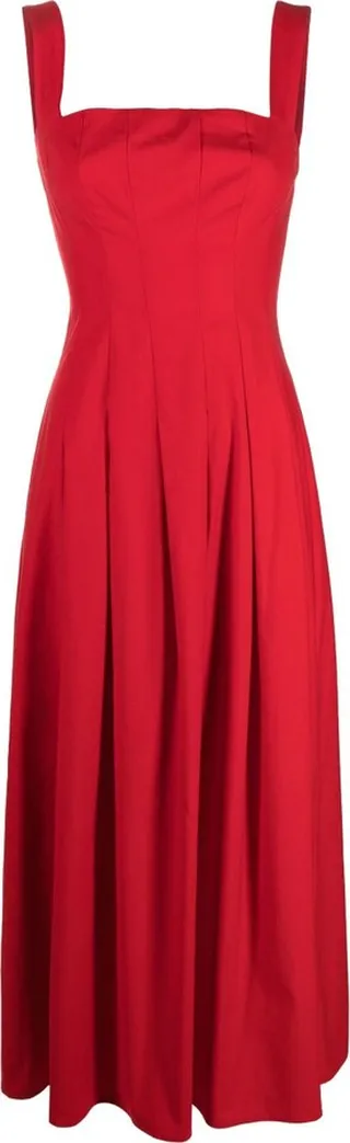 Red Mika Flared Midi Dress