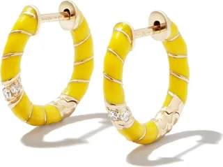 9kt Yellow Gold Diamond Hoop Earrings
