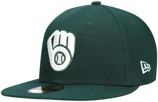Men's Green Milwaukee Brewers Logo White 59Fifty Fitted Hat
