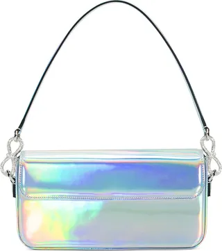 Crystal Bow Iridescent Leather Handbag